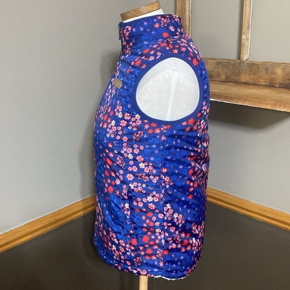 Buffalo navy blue floral & gray fleece reversible puffer vest size L - Picture 6 of 12